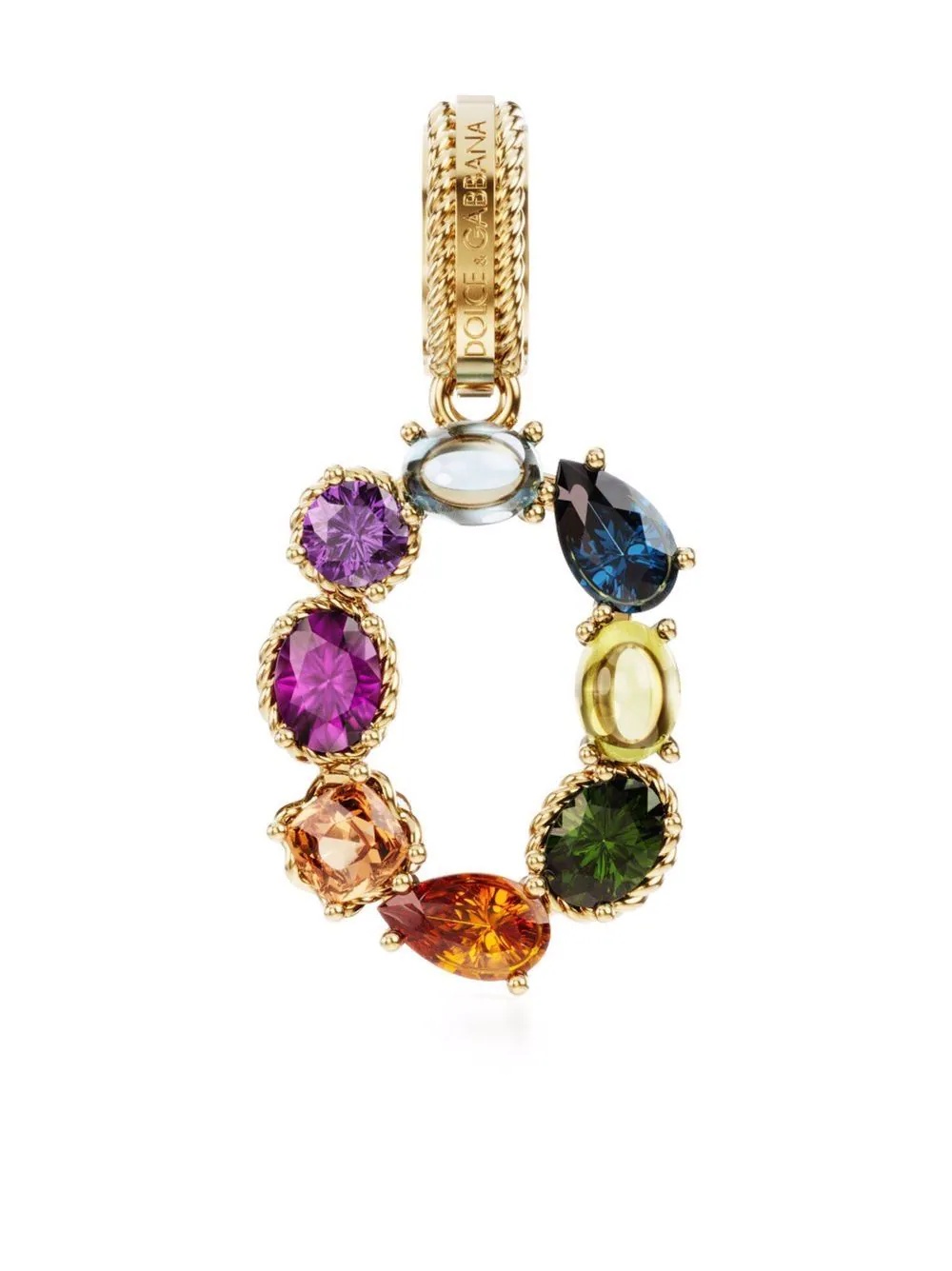 18kt yellow gold number 0 gemstone pendant - 1