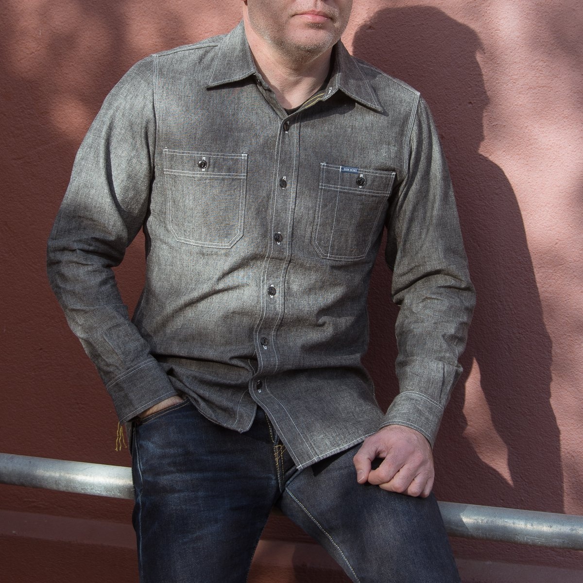 10oz Selvedge Chambray Work Shirt - Black - 4
