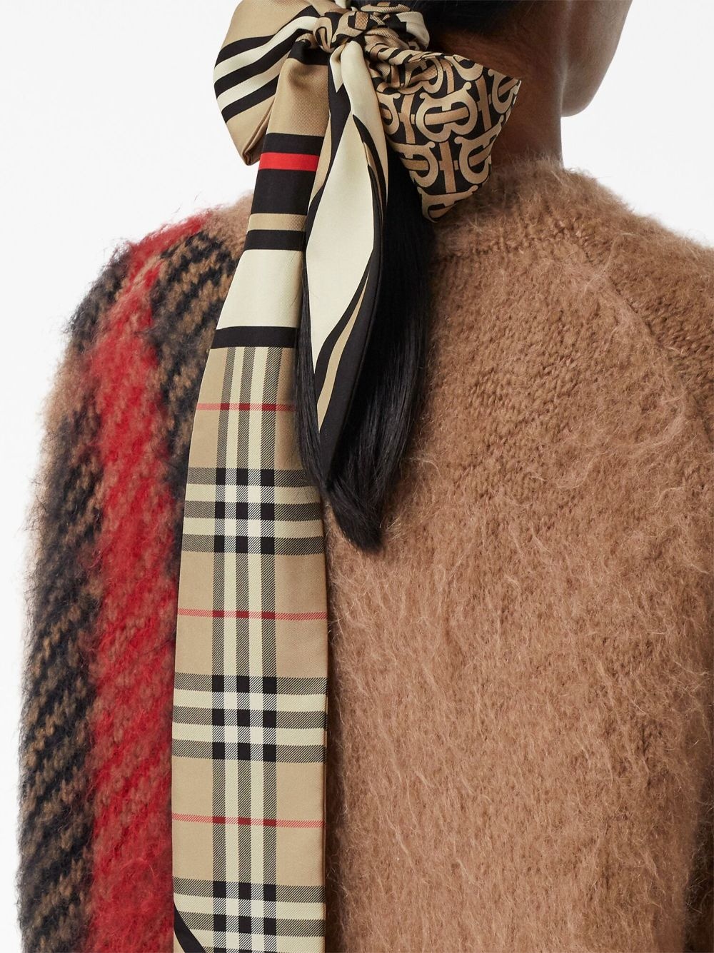 montage-print silk skinny scarf - 5