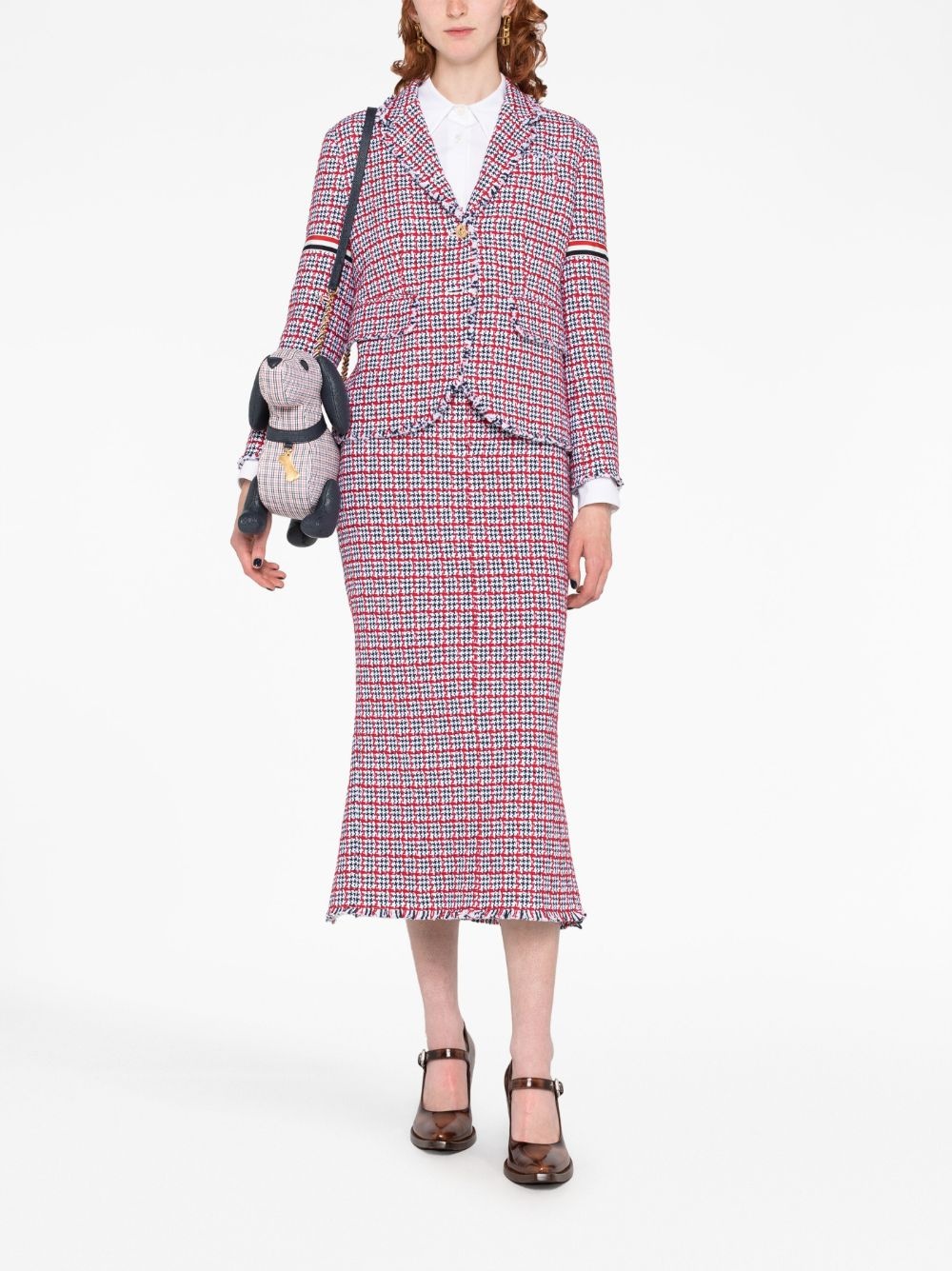 check-pattern tweed midi skirt - 2