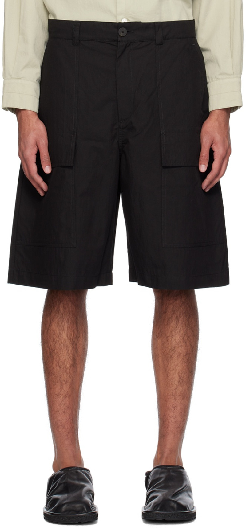 Black Cargo Pocket Shorts 1