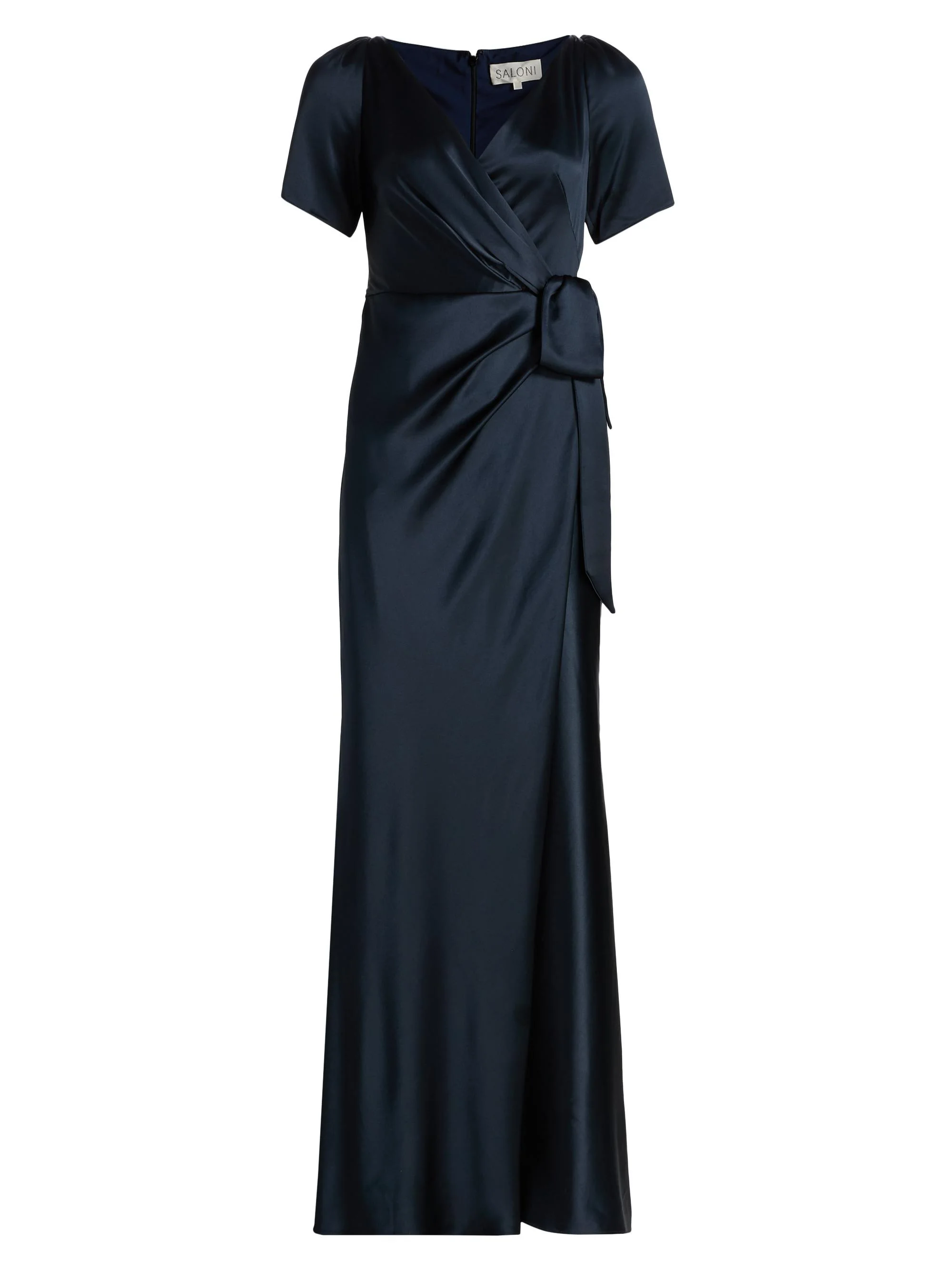 Women's Marilyn Silk Wrap-Style Gown - Midnight - 1