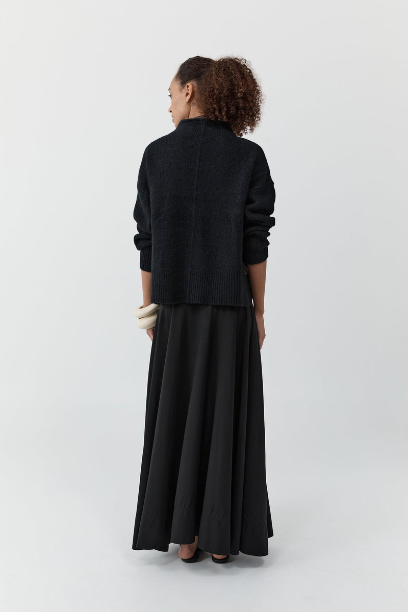 Wool Blend Mock Neck Sweater - Black 7