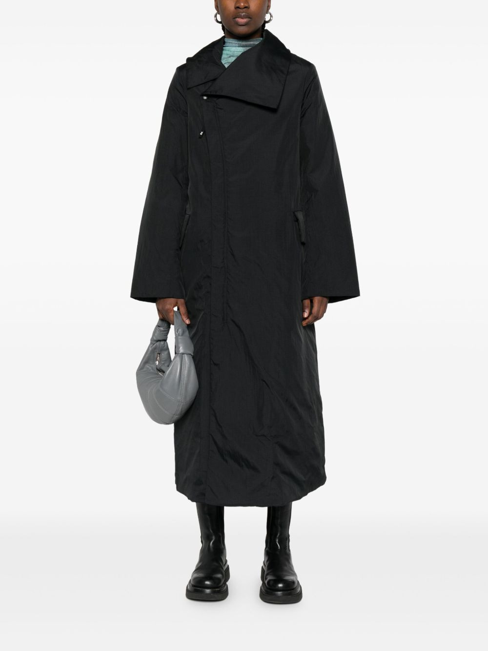 asymmetric-collar raincoat - 2