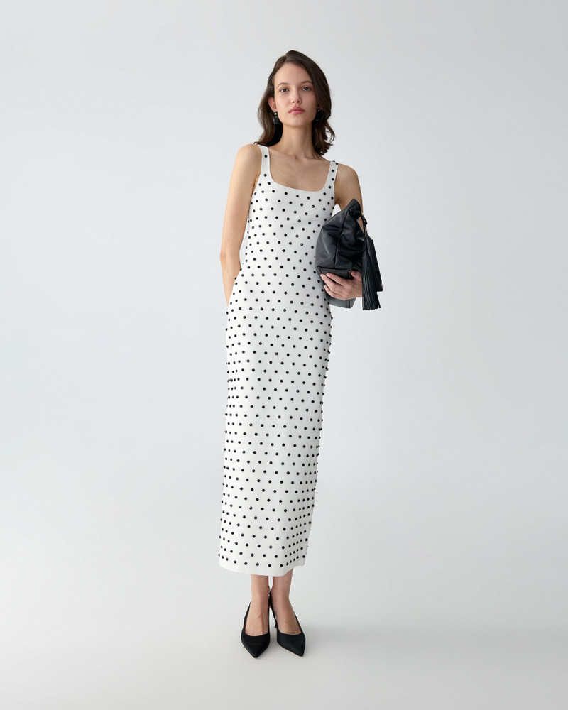 Polka Dot Beaded Midi Dress 4