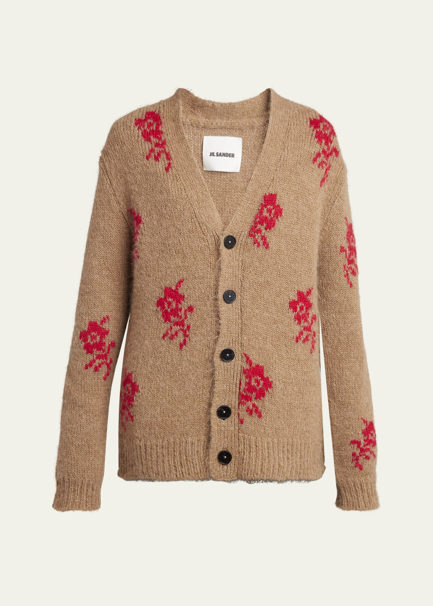 Floral Intarsia Alpaca Wool Cardigan - 1