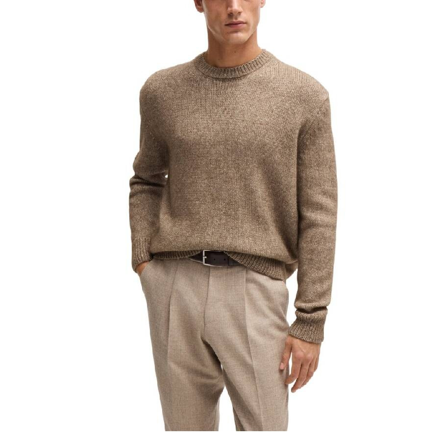 Hugo Boss - Hugo Boss Wool Silk and Bison Hair Relaxed-Fit Sweater - 2