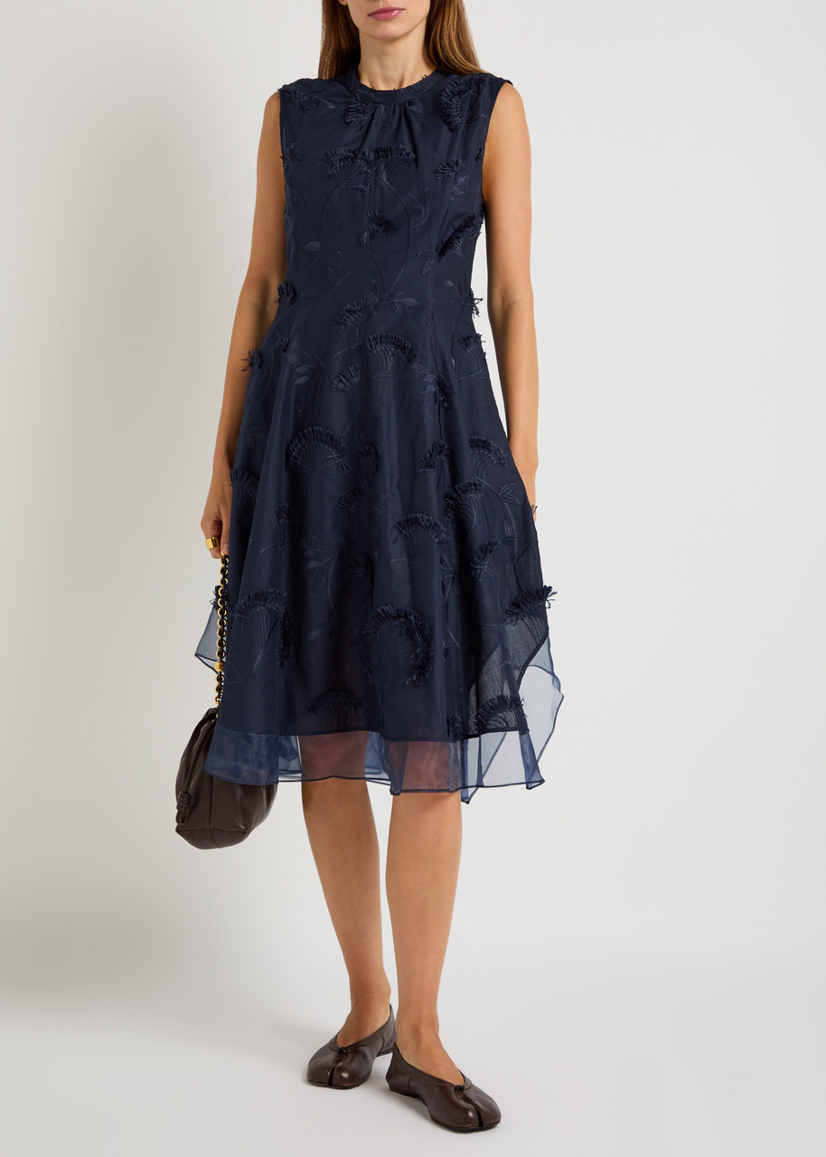 3.1 Phillip Lim Floral-embroidered Fringed Cotton Midi Dress - 4