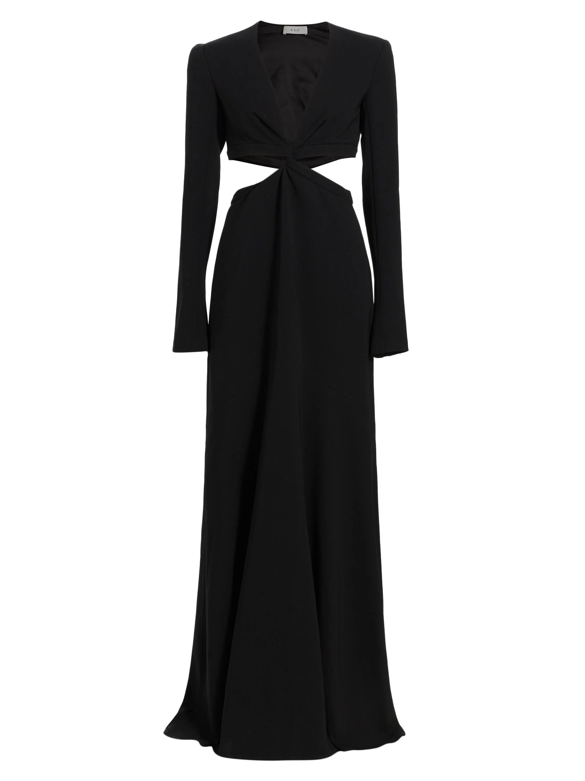 alc black cut out dress A.L.C. Women's Issa Cutout Long-Sleeve Gown - - 0400017589199 men's classic-fit ultraflex stretch maxi length silk dress The Alexis Dress is Color:Gold/Multi