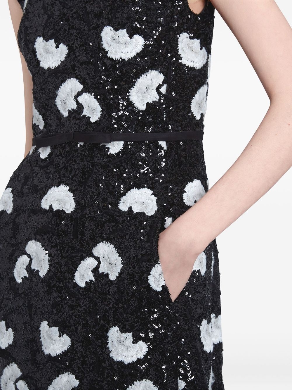 carnation-print sequined maxi dress - 4