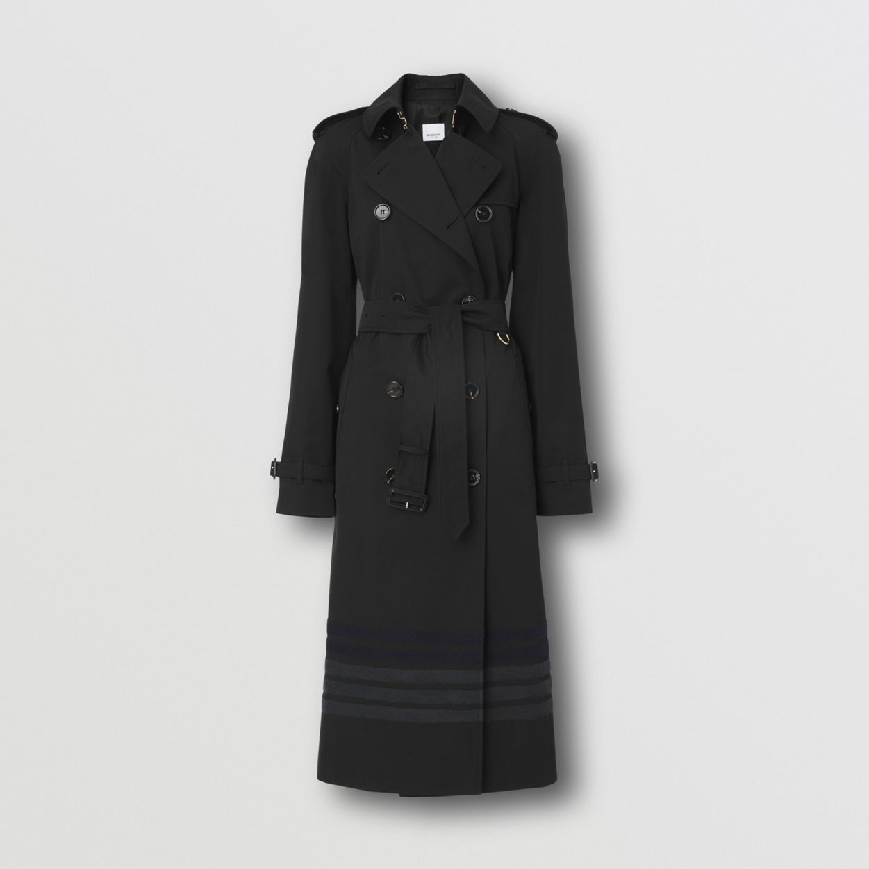 Stripe Detail Cotton Gabardine Trench Coat - 4