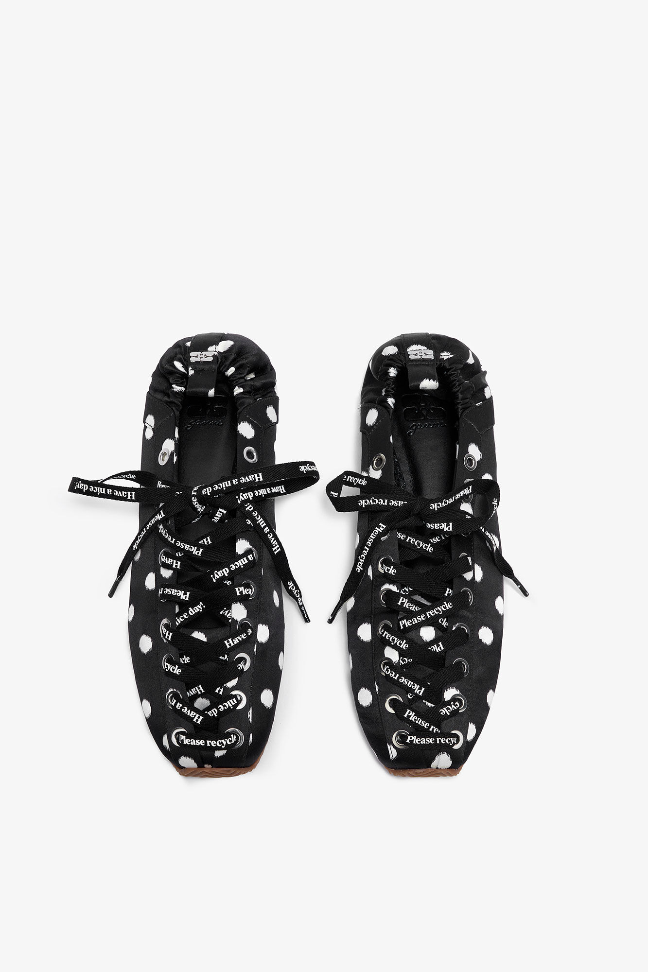 LACE UP SPORTY BALLERINA IN BLACK POLKA DOT - 3
