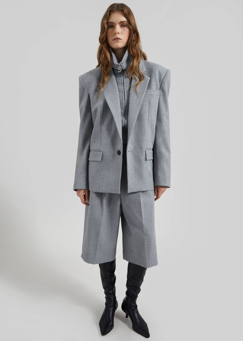 Jun Textured Blazer - Grey Melange 6