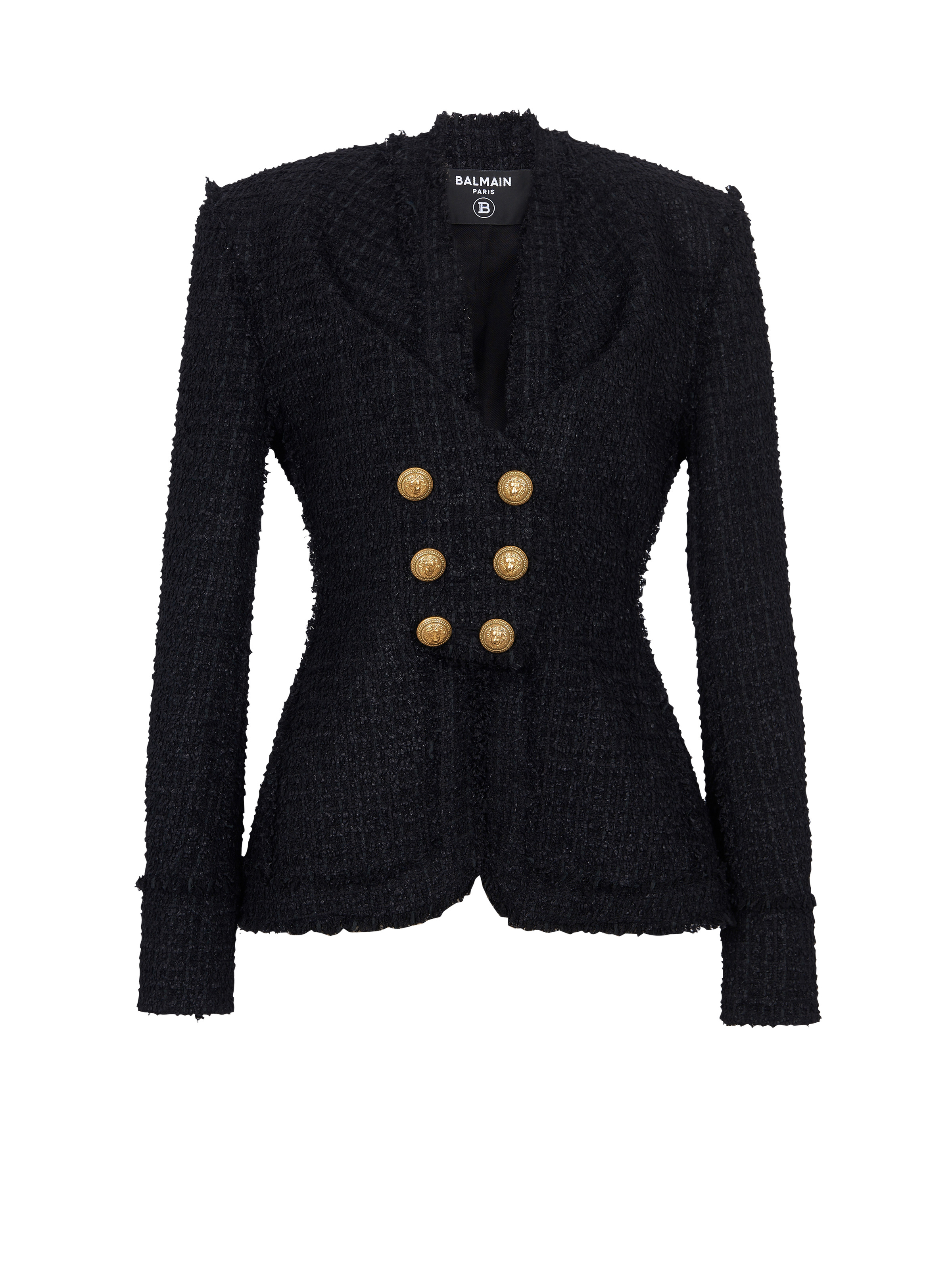 Collarless tweed jacket - 1