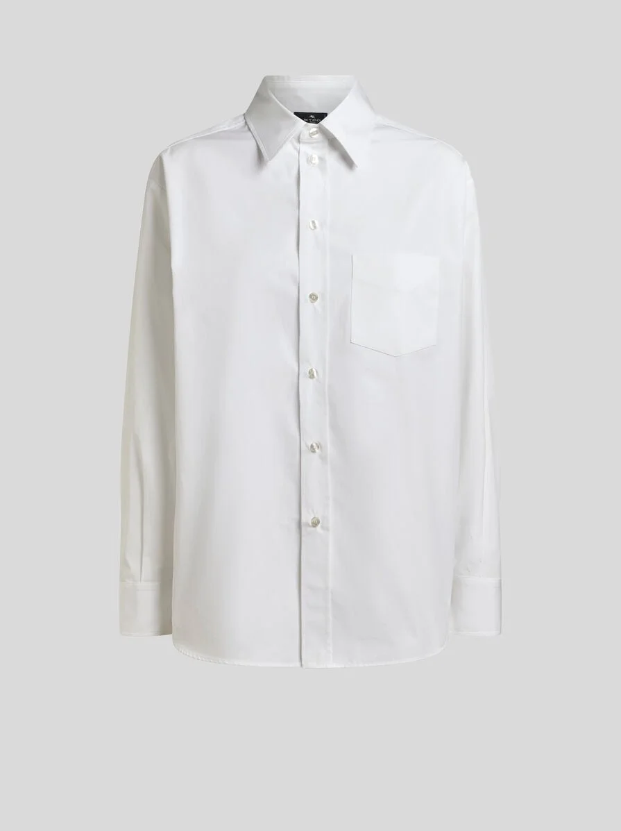 COTTON AND SILK SHIRT WITH PLACED PRINT ON THE BACK - 1