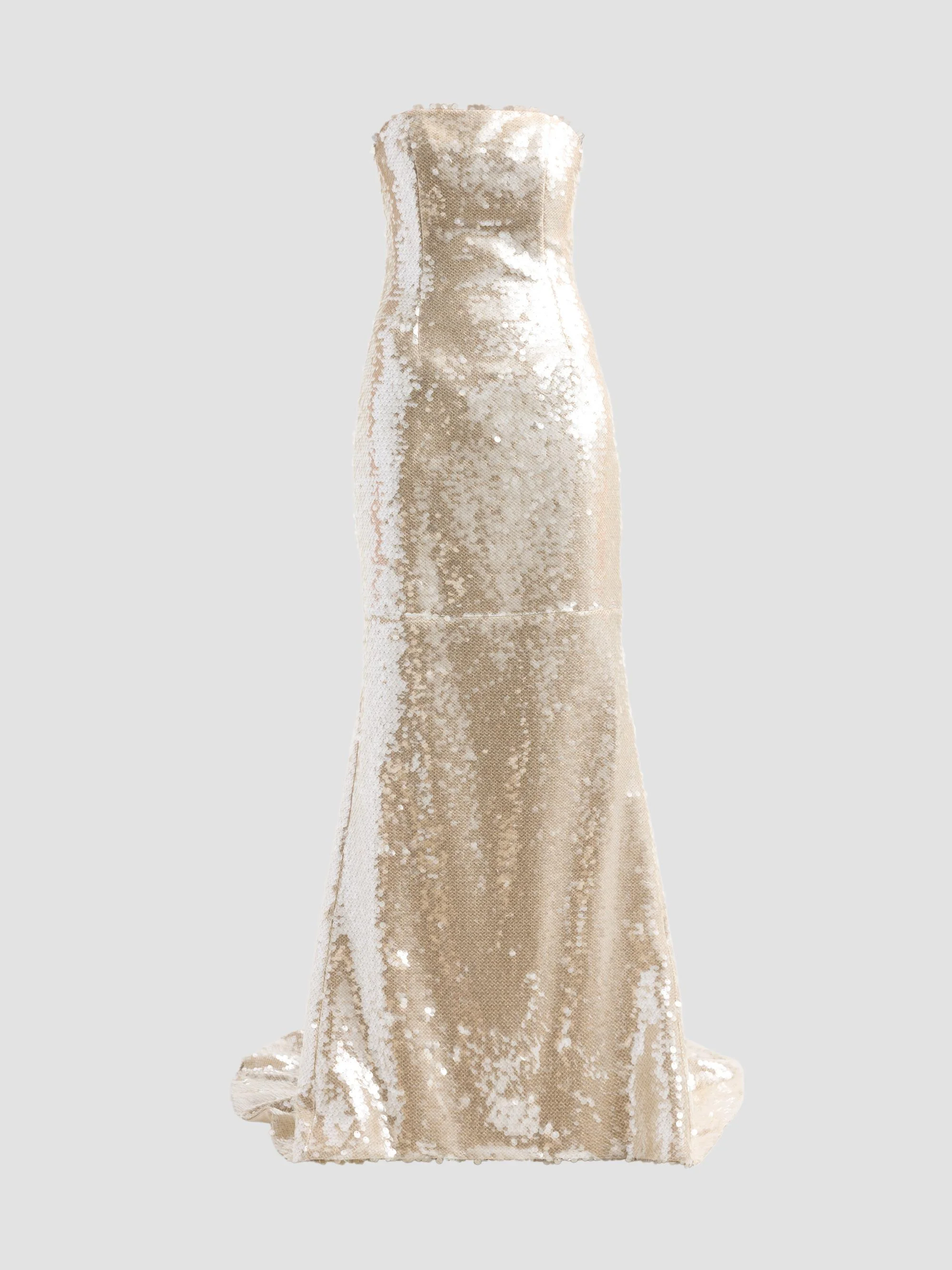 Women's Strapless Lace-Up Corset Gown - Silver - 1
