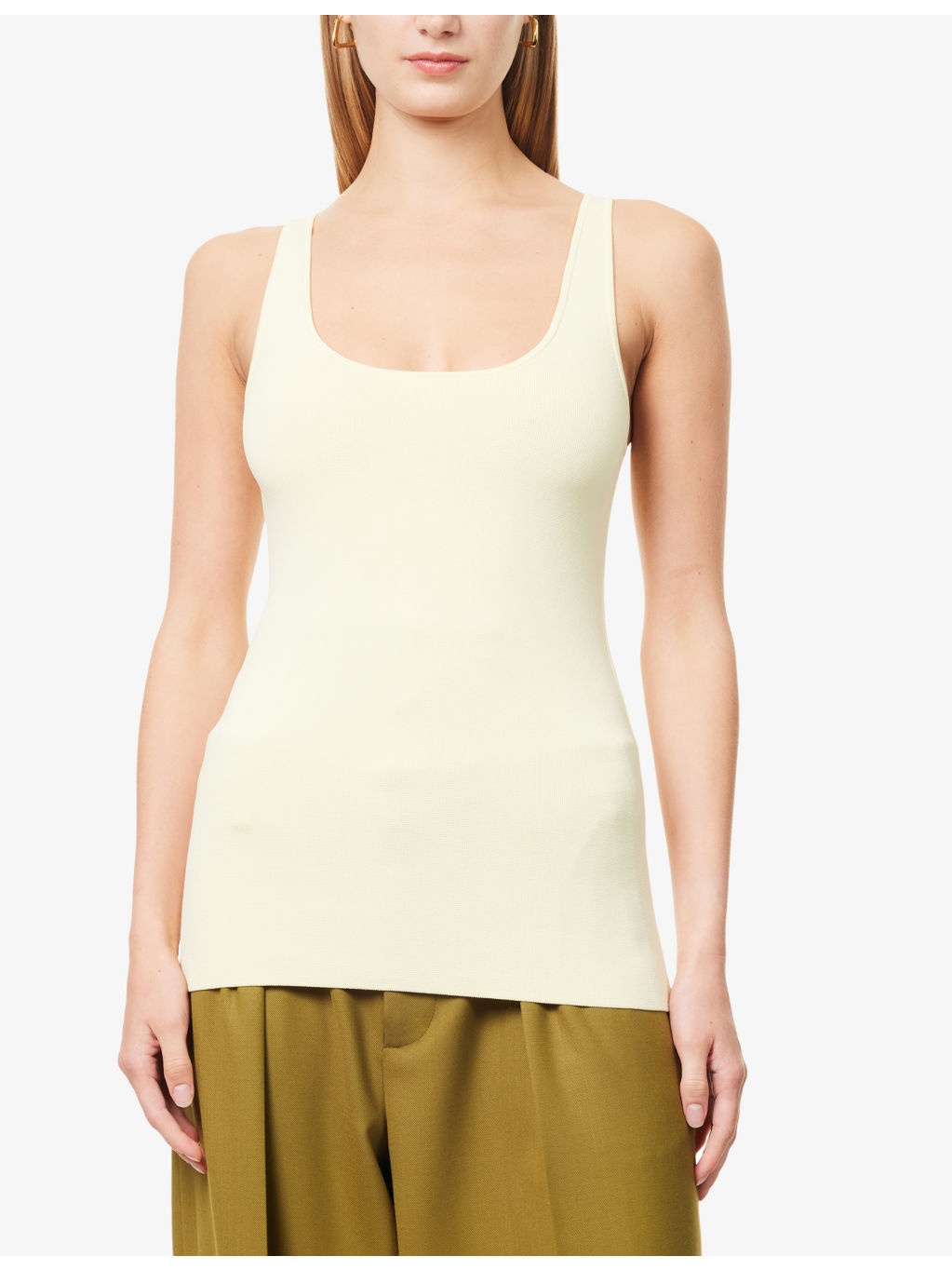 Compact Scoop-neck Knitted Tank Top - 3
