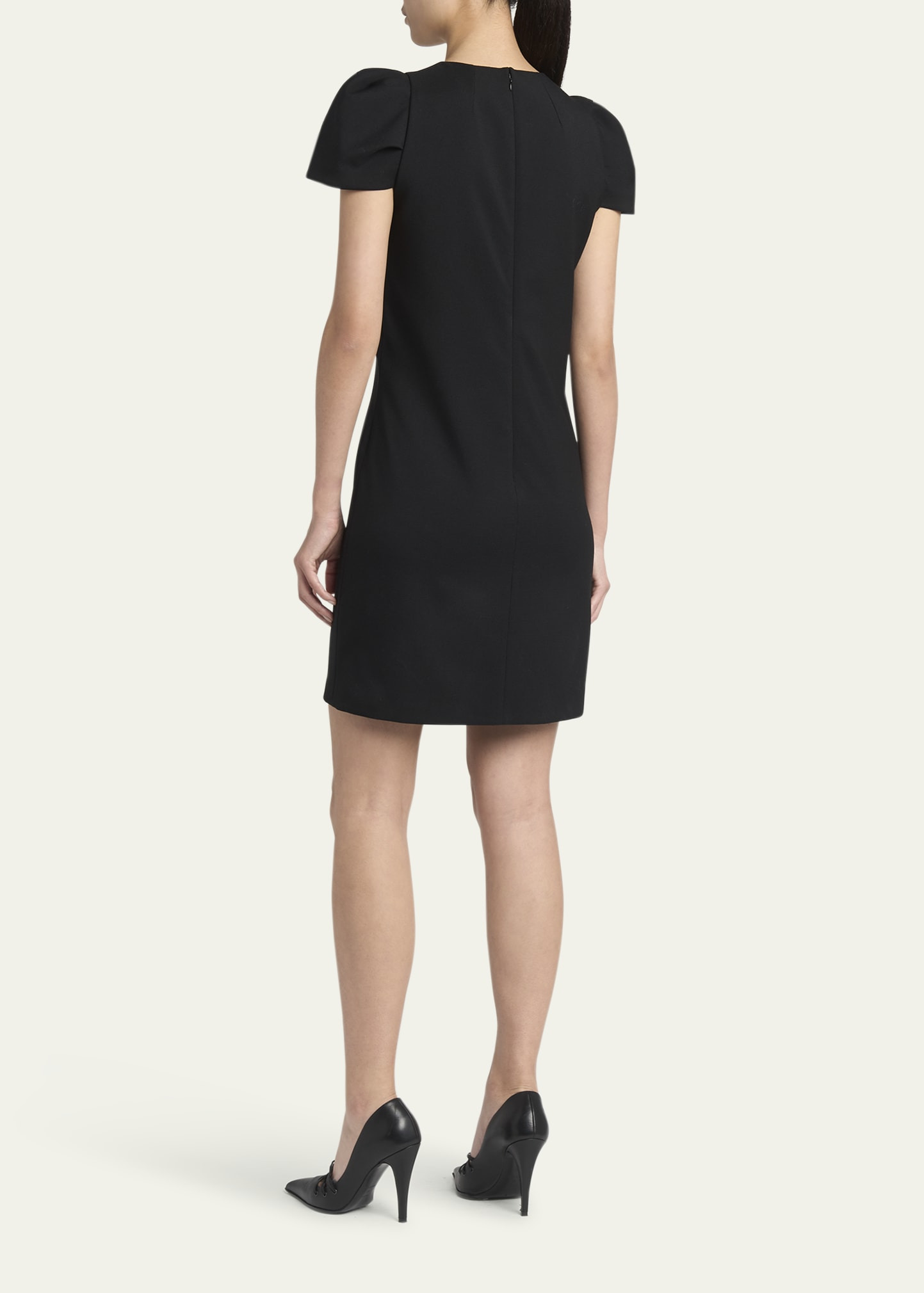Pleated Puff-Sleeve Mini Dress - 3
