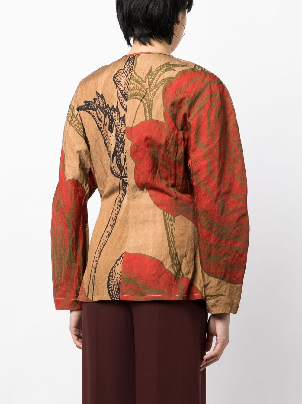 floral-print long-sleeve blouse - 4