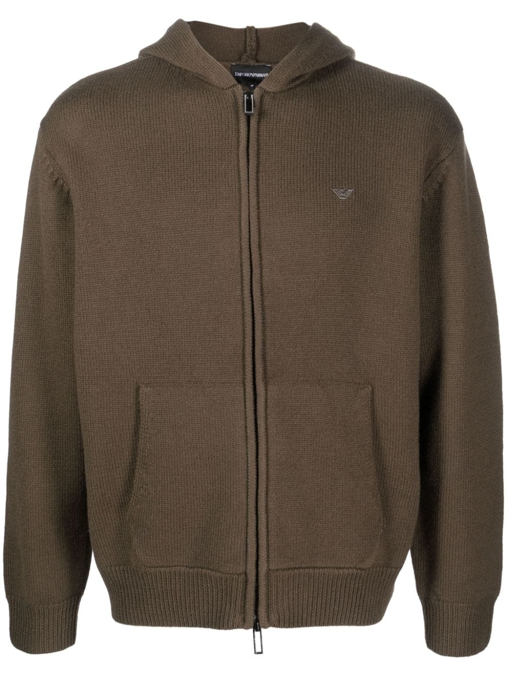 logo-embroidered virgin wool hoodie - 1