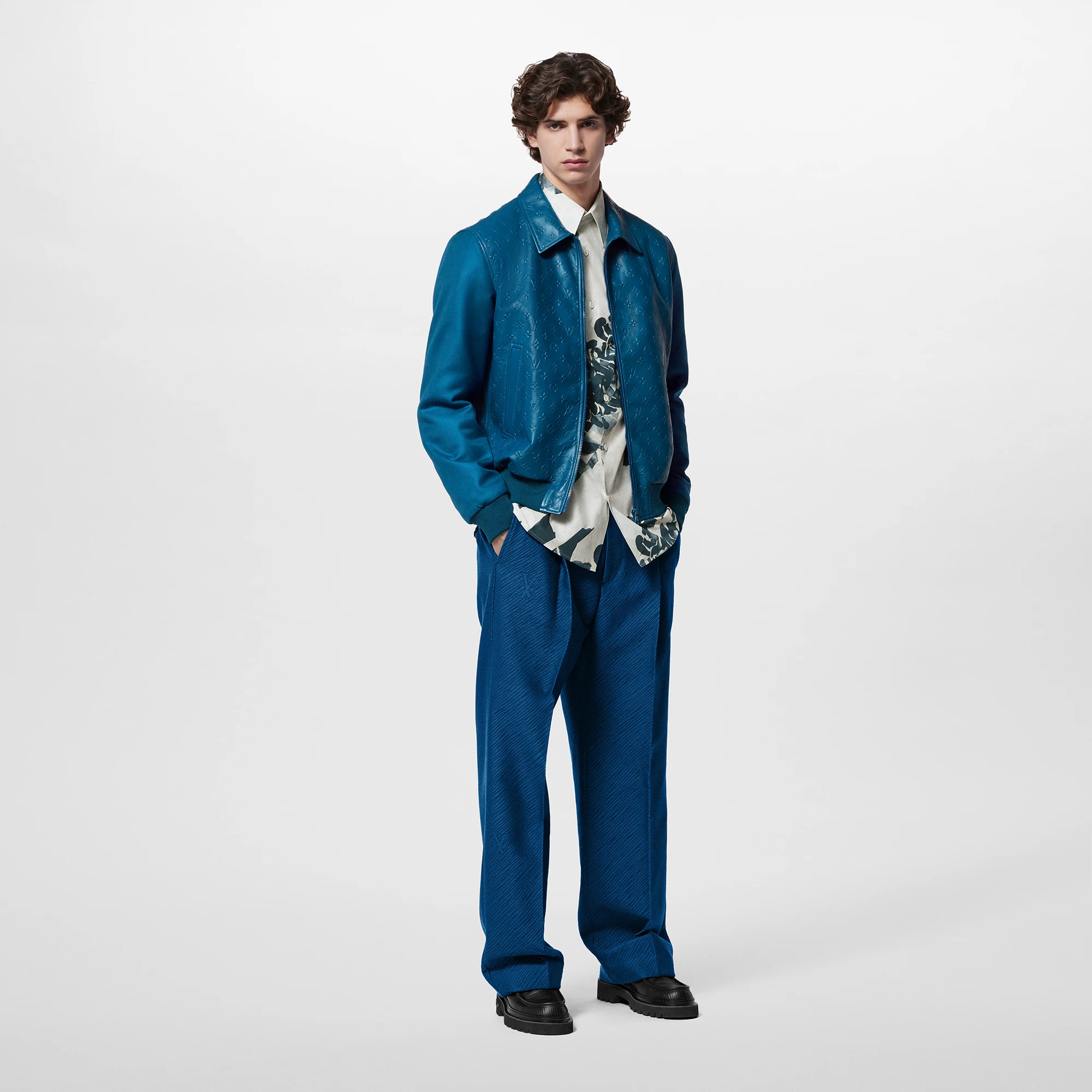 Monogram Embossed Leather And Wool Blouson - 4