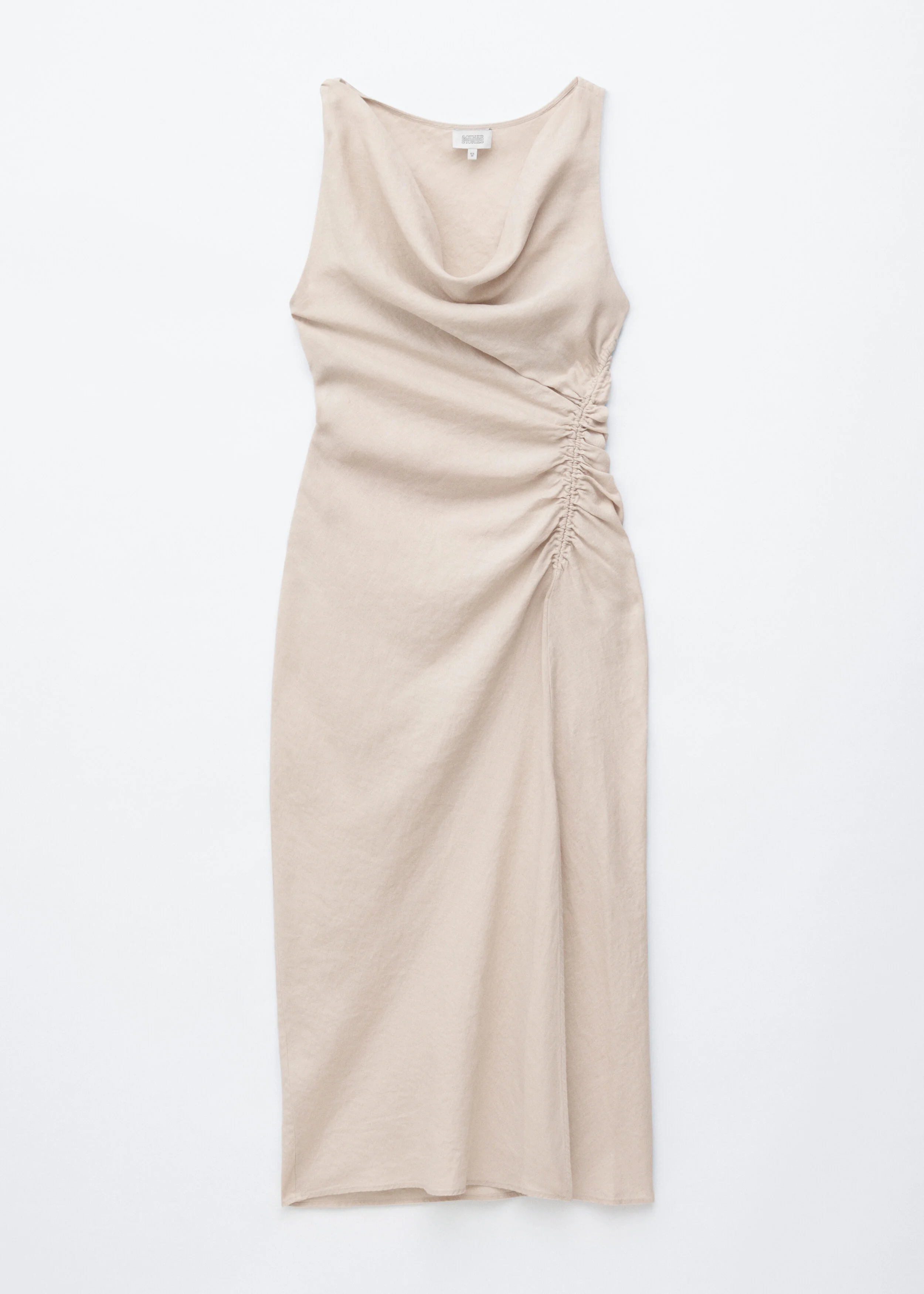 Twist-Strap Linen Midi Dres - 1