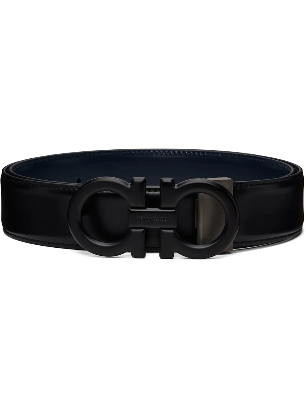Black & Navy Gancini Adjustable & Reversible Belt - 1