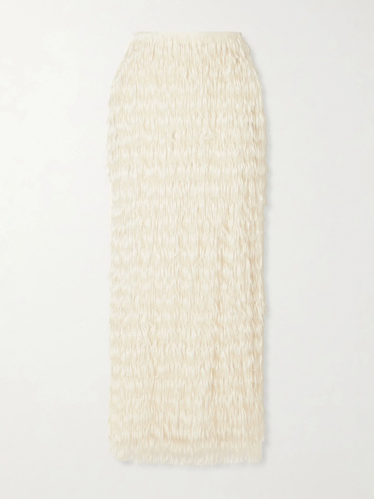 Resonate fringed satin midi skirt Cream - 1