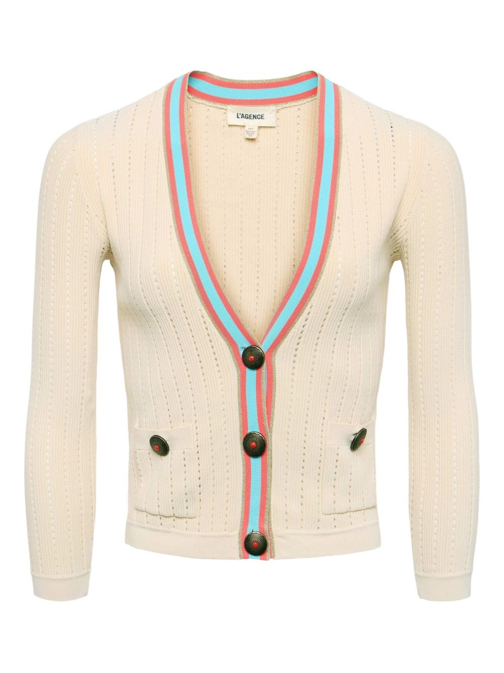 V-neck ribbed cardigan - 1