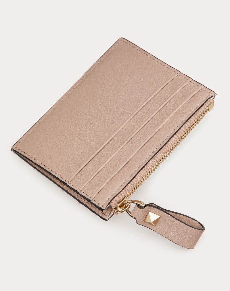 ROCKSTUD CALFSKIN CARDHOLDER WITH ZIPPER 3