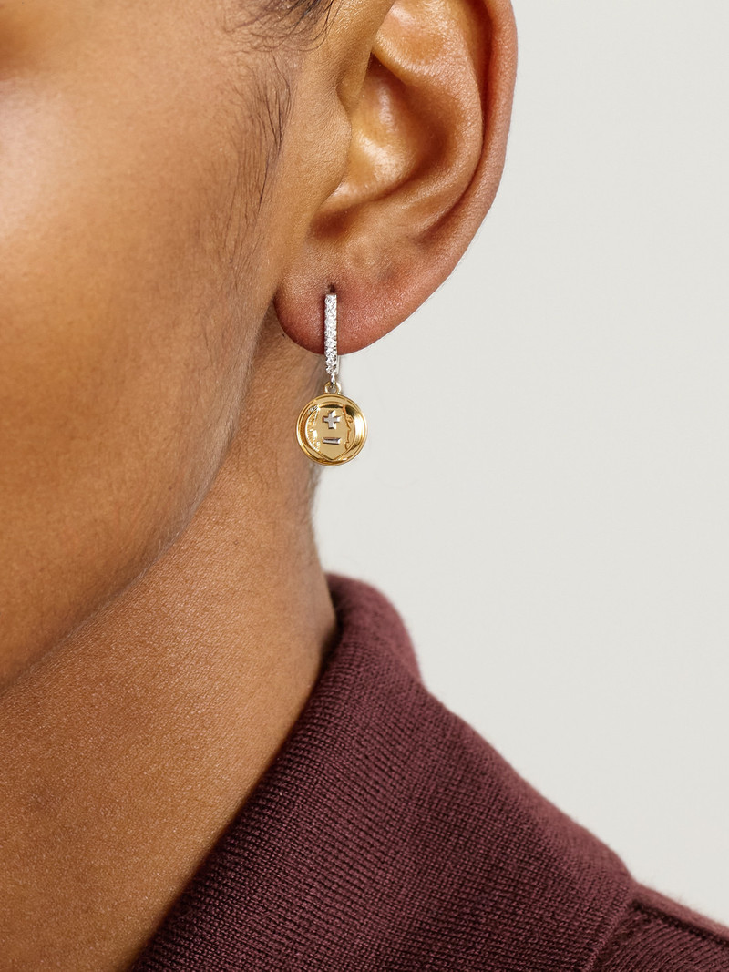 FOUNDRAE Vivacity Mini Medallion 18-karat Yellow And White Gold Diamond Single Earring outlook