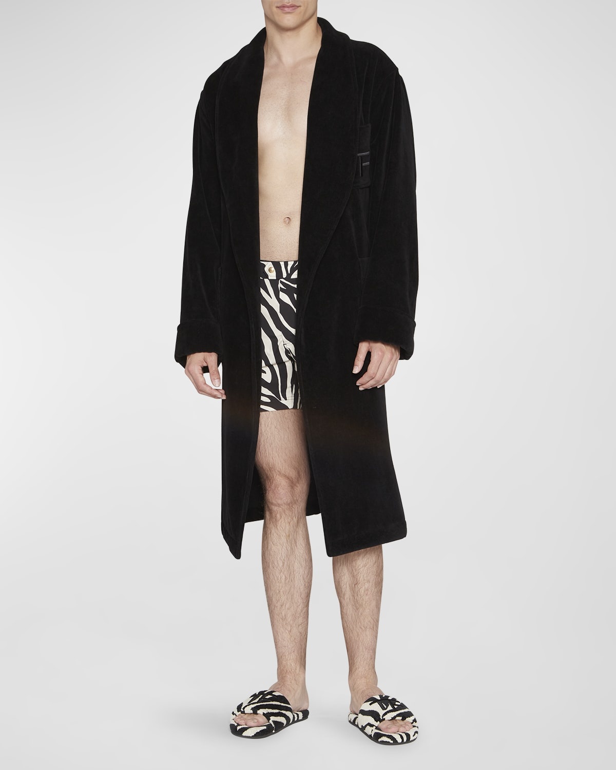 Men's Tonal TF-Logo Cotton Robe - 4