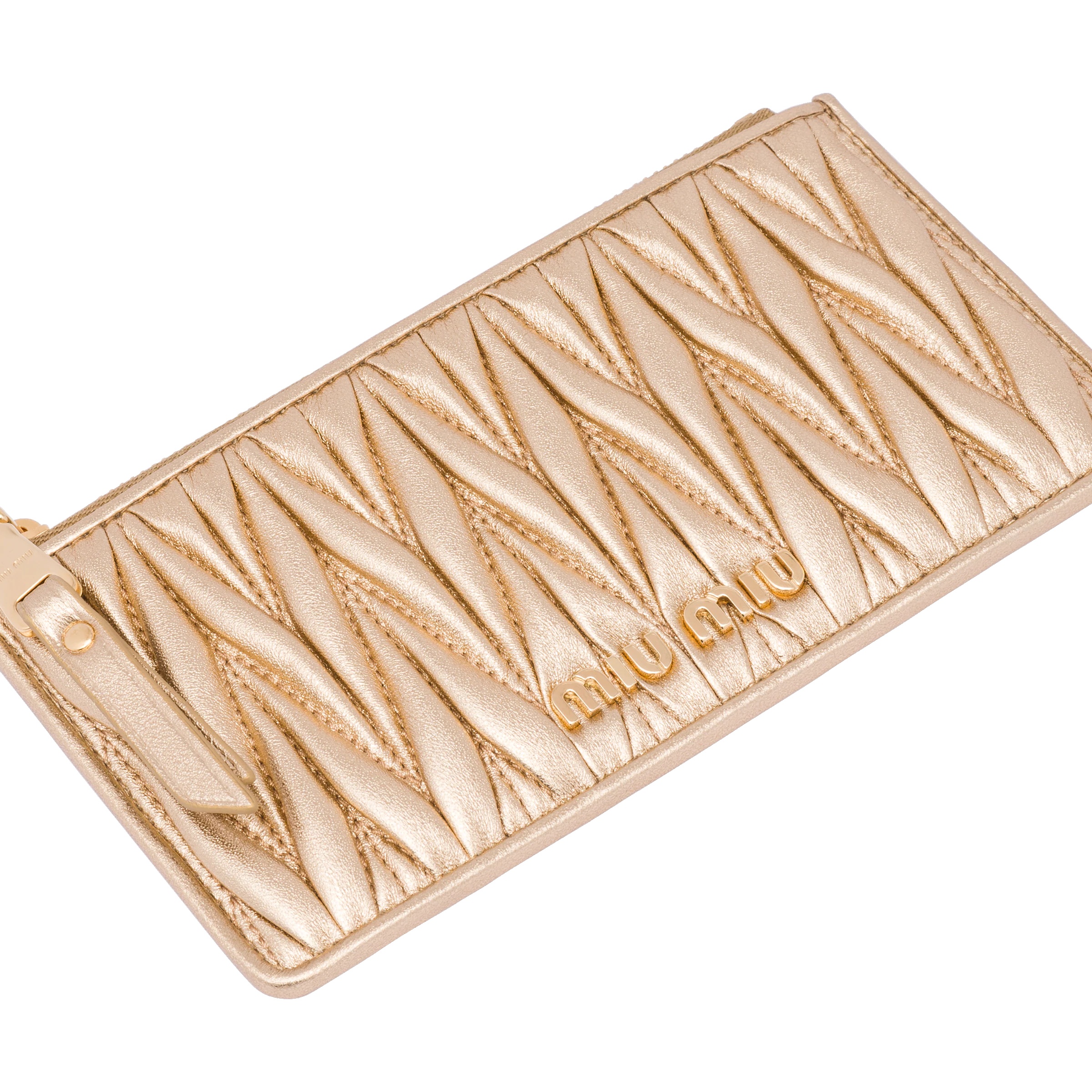 Matelassé nappa leather zipper wallet - 2