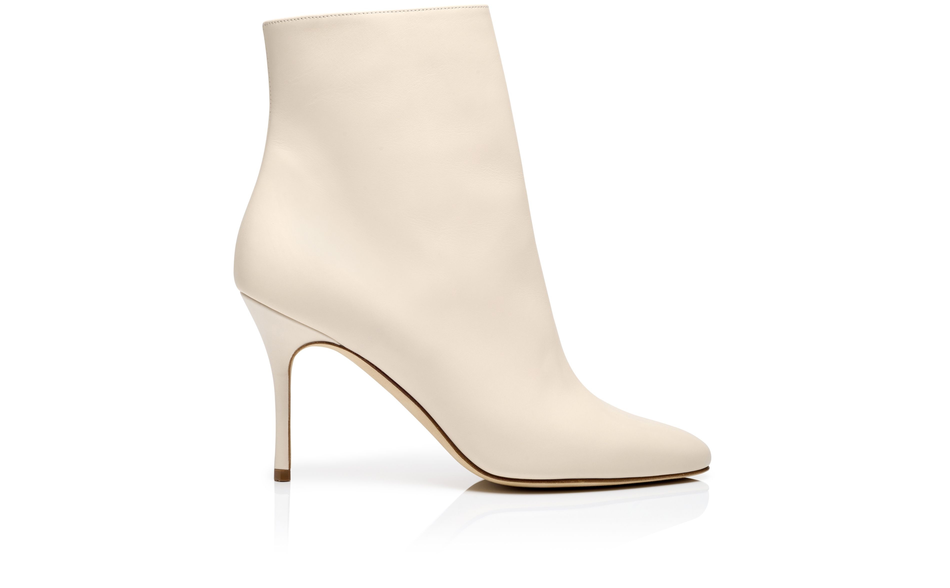 Cream Calf Leather Ankle Boot - 1