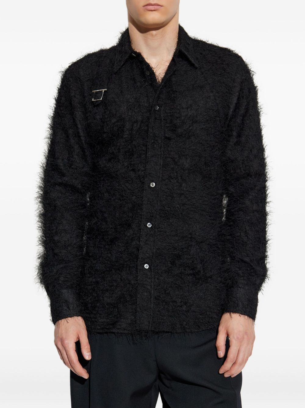 faux-fur long-sleeve shirt - 3