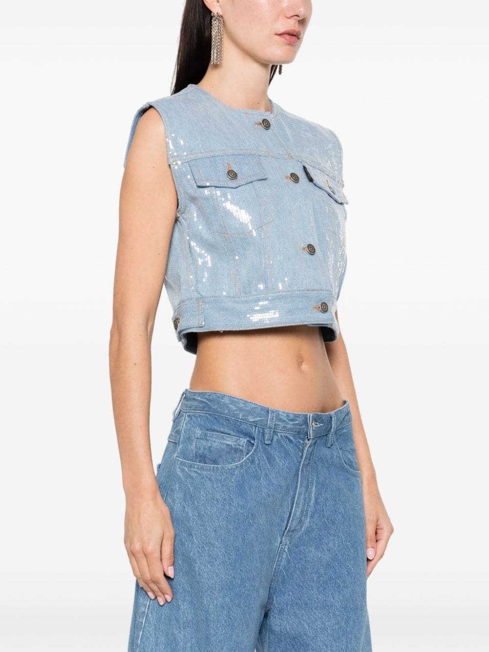 Judy sequined denim gilet - 3