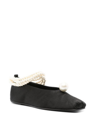 MAGDA BUTRYM pearl-embellished satin ballerina shoes outlook