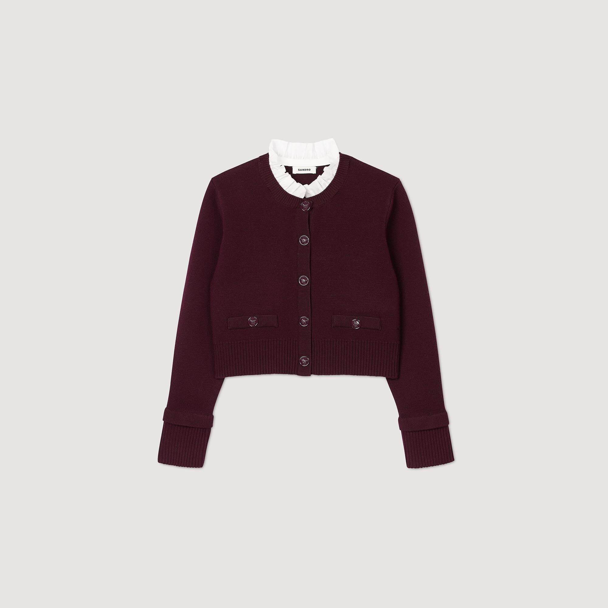 KNIT CARDIGAN WITH RUFFLED COLLAR - 6