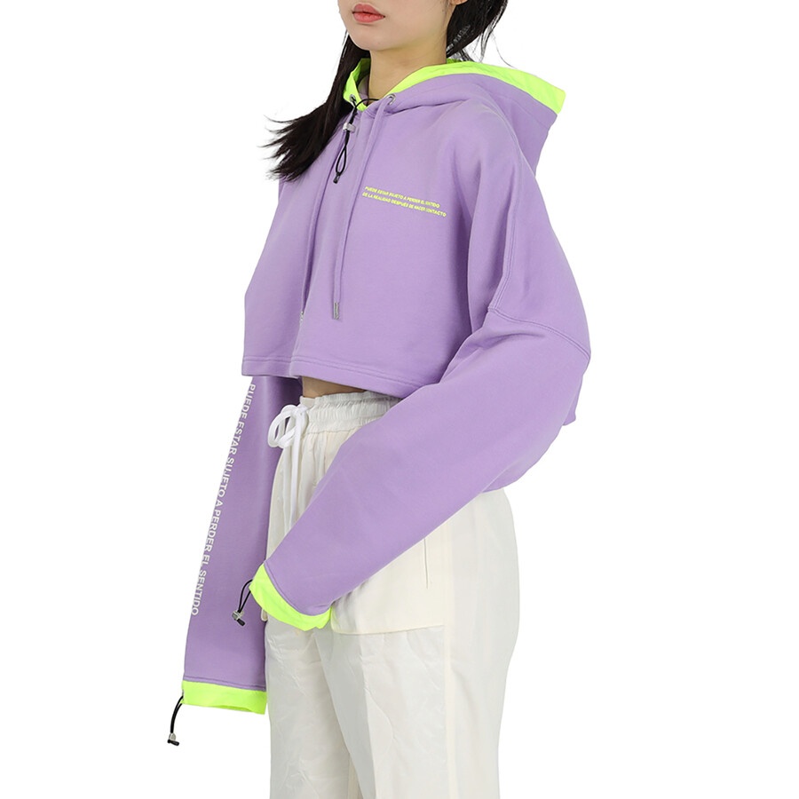Marcelo Burlon Ladies Purple Oversized Cropped Sweatshirt - 5
