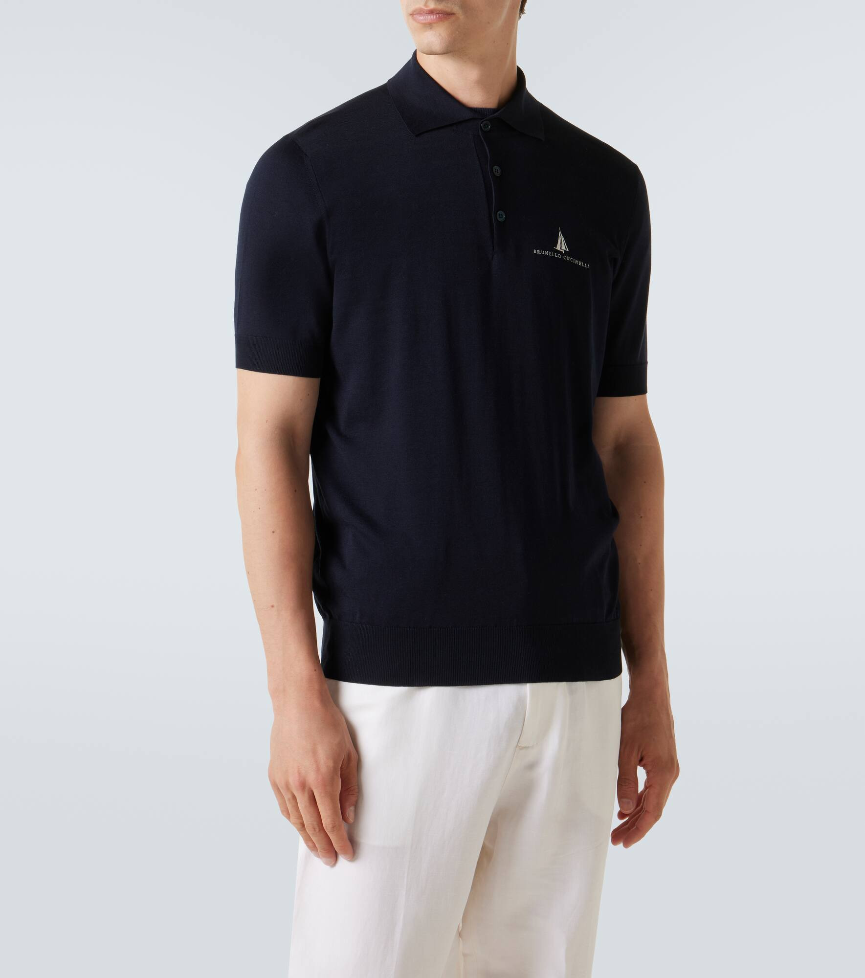 Logo silk and cotton polo shirt - 3