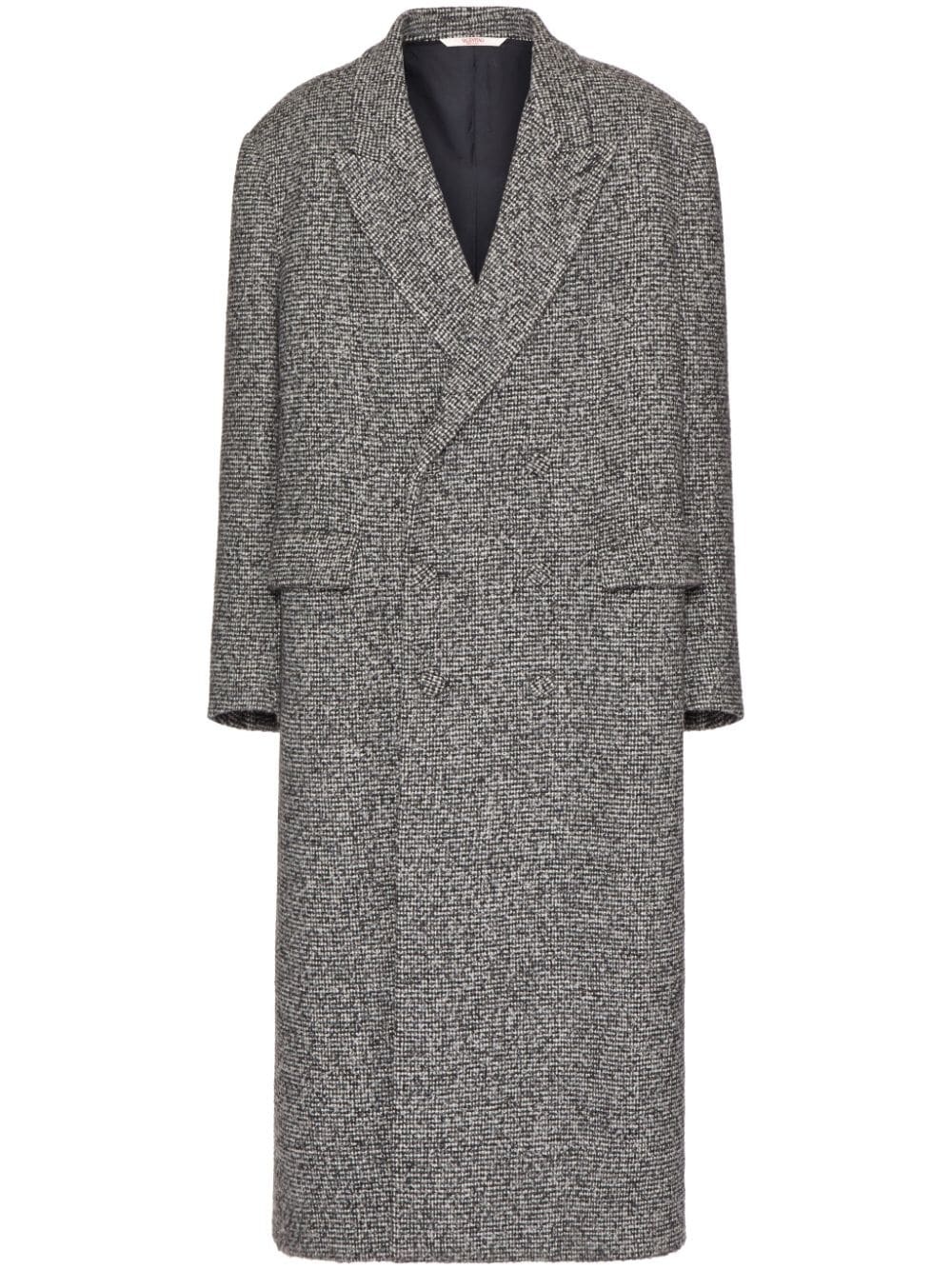 double-breasted wool-cashmere blend tweed coat - 1