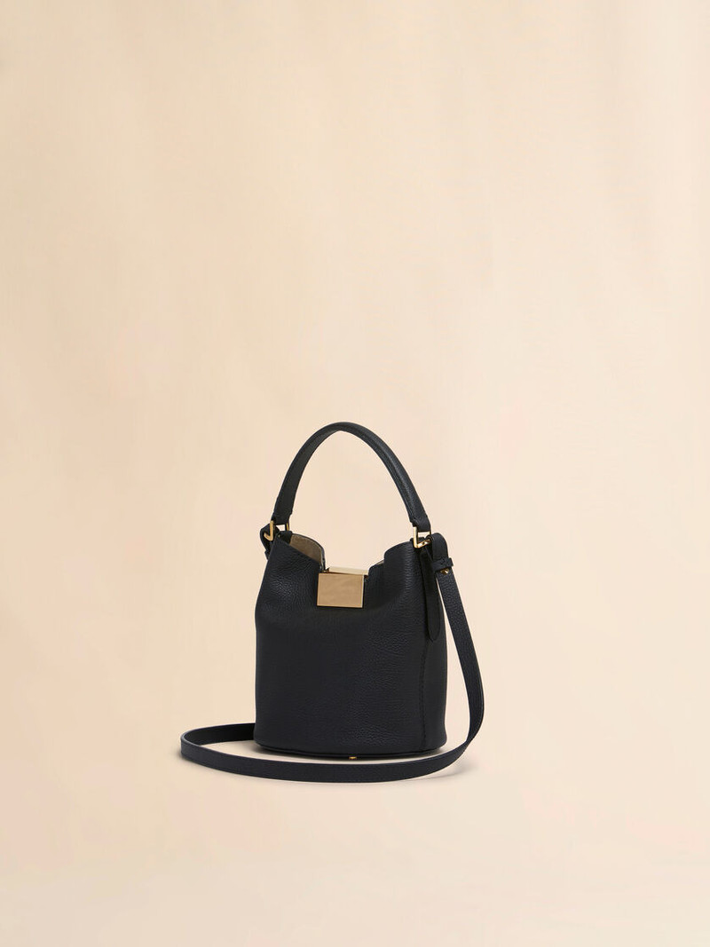 BLACK LEATHER TRUNKAROO BUCKET BAG 3