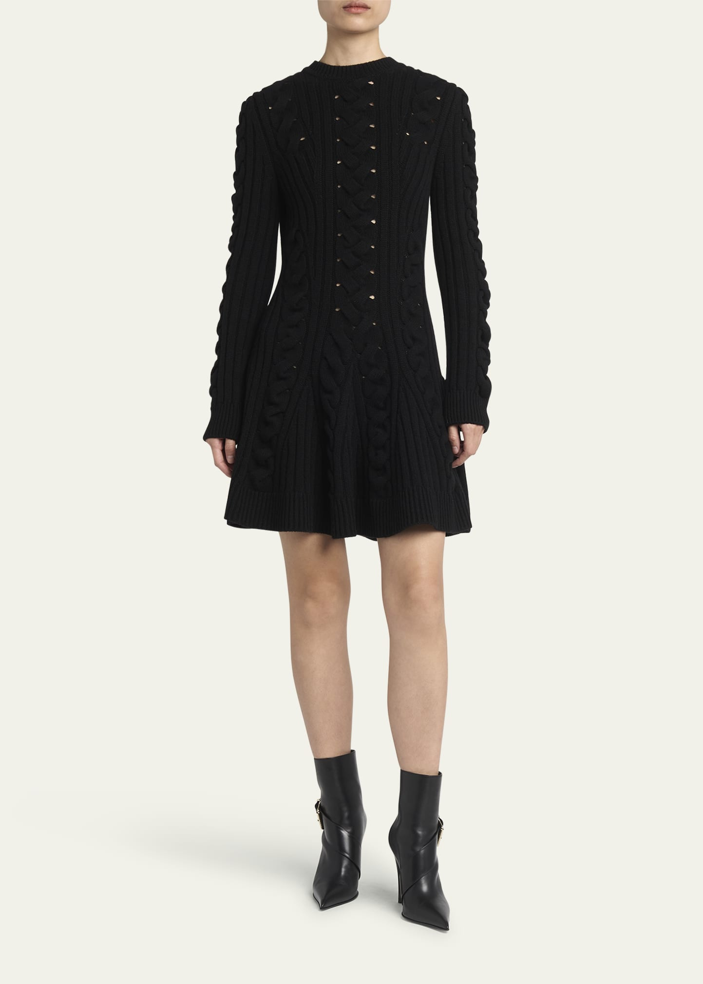 Cable-Knit Wool Cashmere Mini Dress - 2