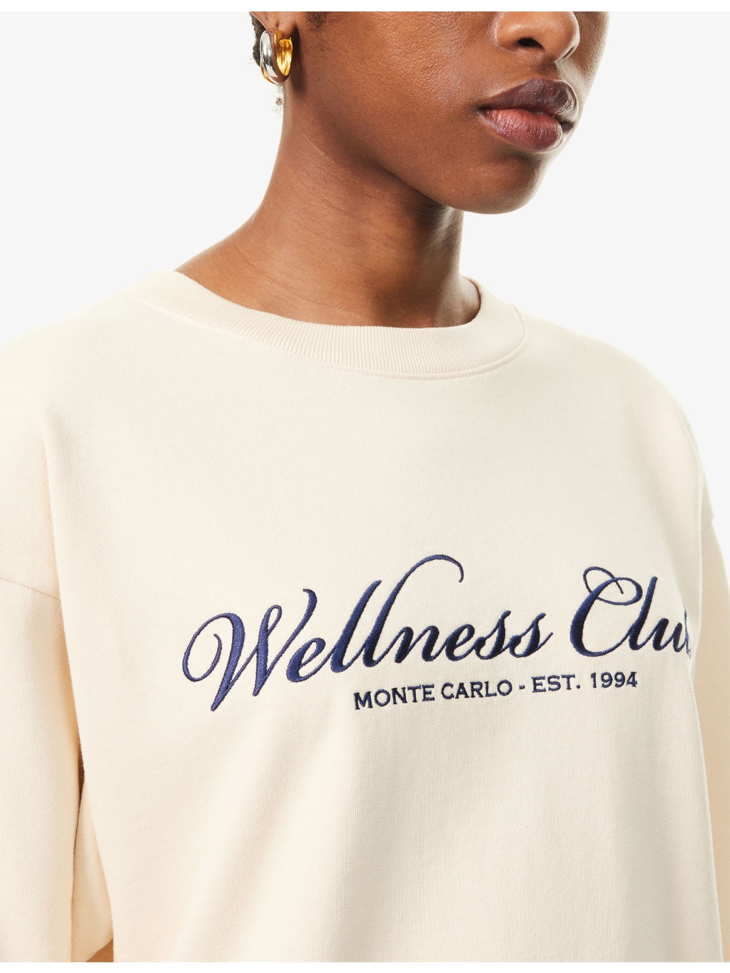 Wellness Club Embroidered Crewneck Cotton-Jersey Sweatshirt - 5