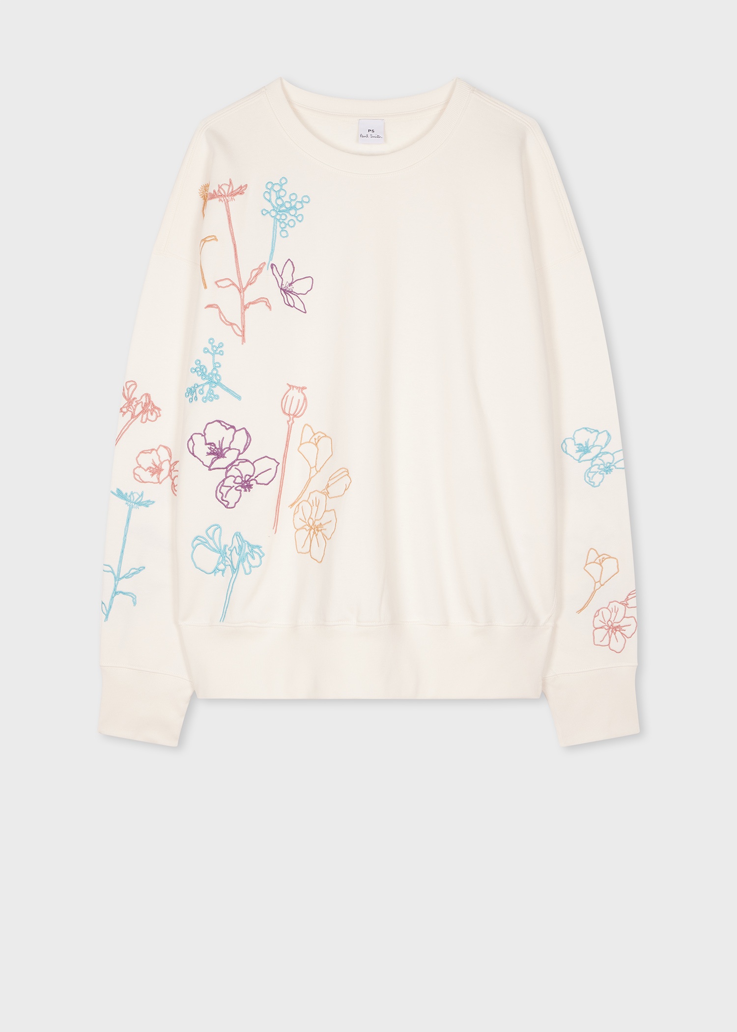 Women's Cotton Ivory 'Embroidered Flowers' Sweatshirt - 1