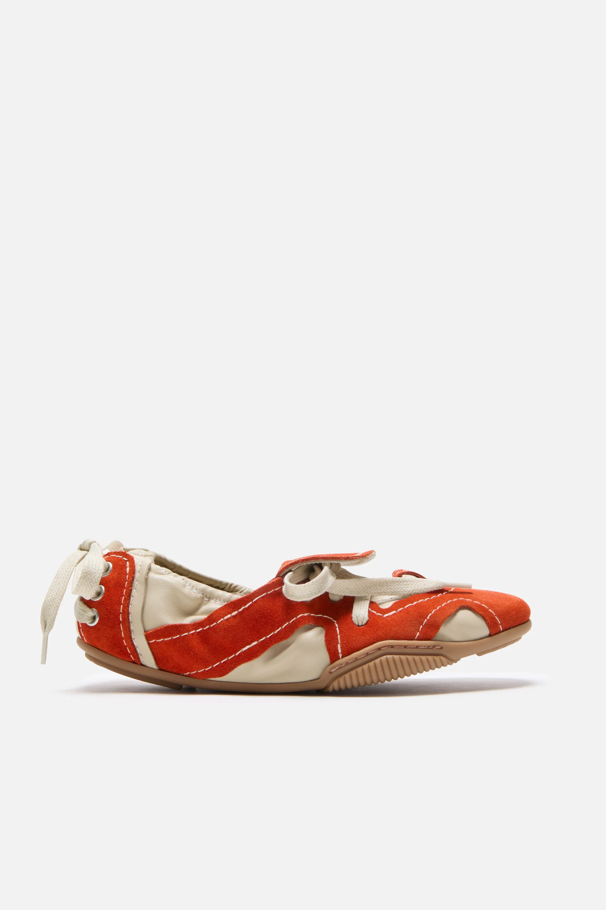 Suede lace-up shoes - Off white/Orange - 1