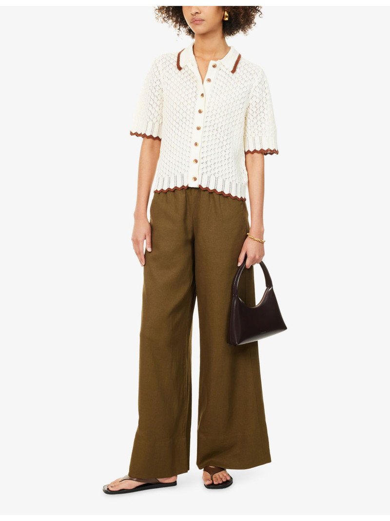 ME+EM Open-Knit Contrast-Trim Cotton Cardigan outlook