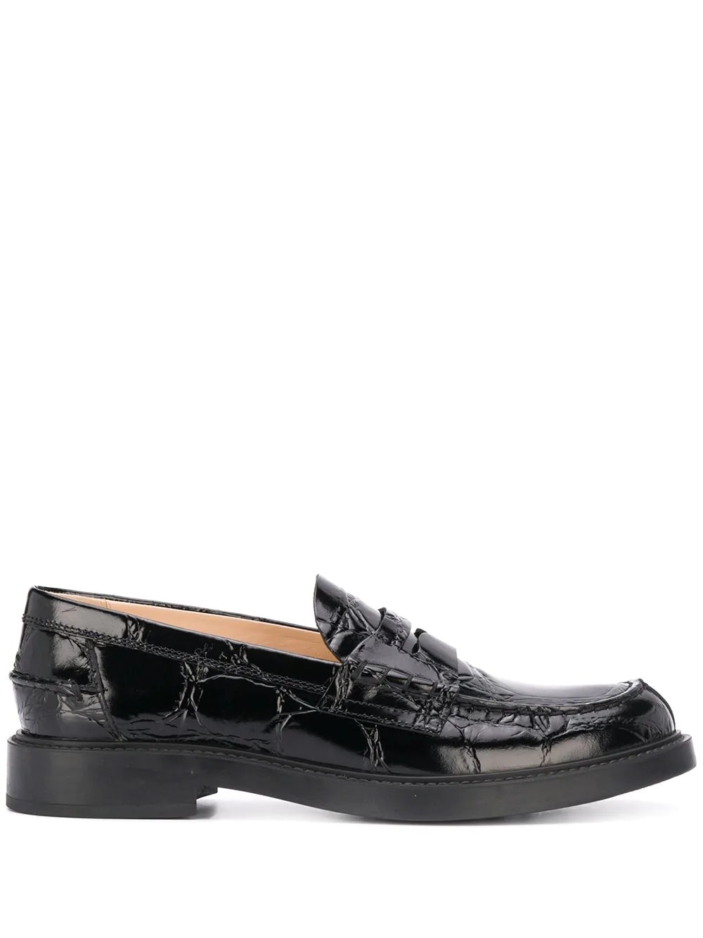 creased-effect low-heel loafers - 1