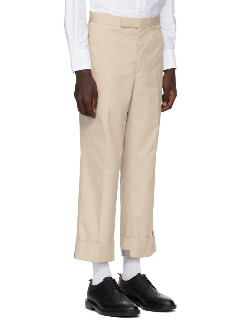 Beige Backstrap Trousers 2
