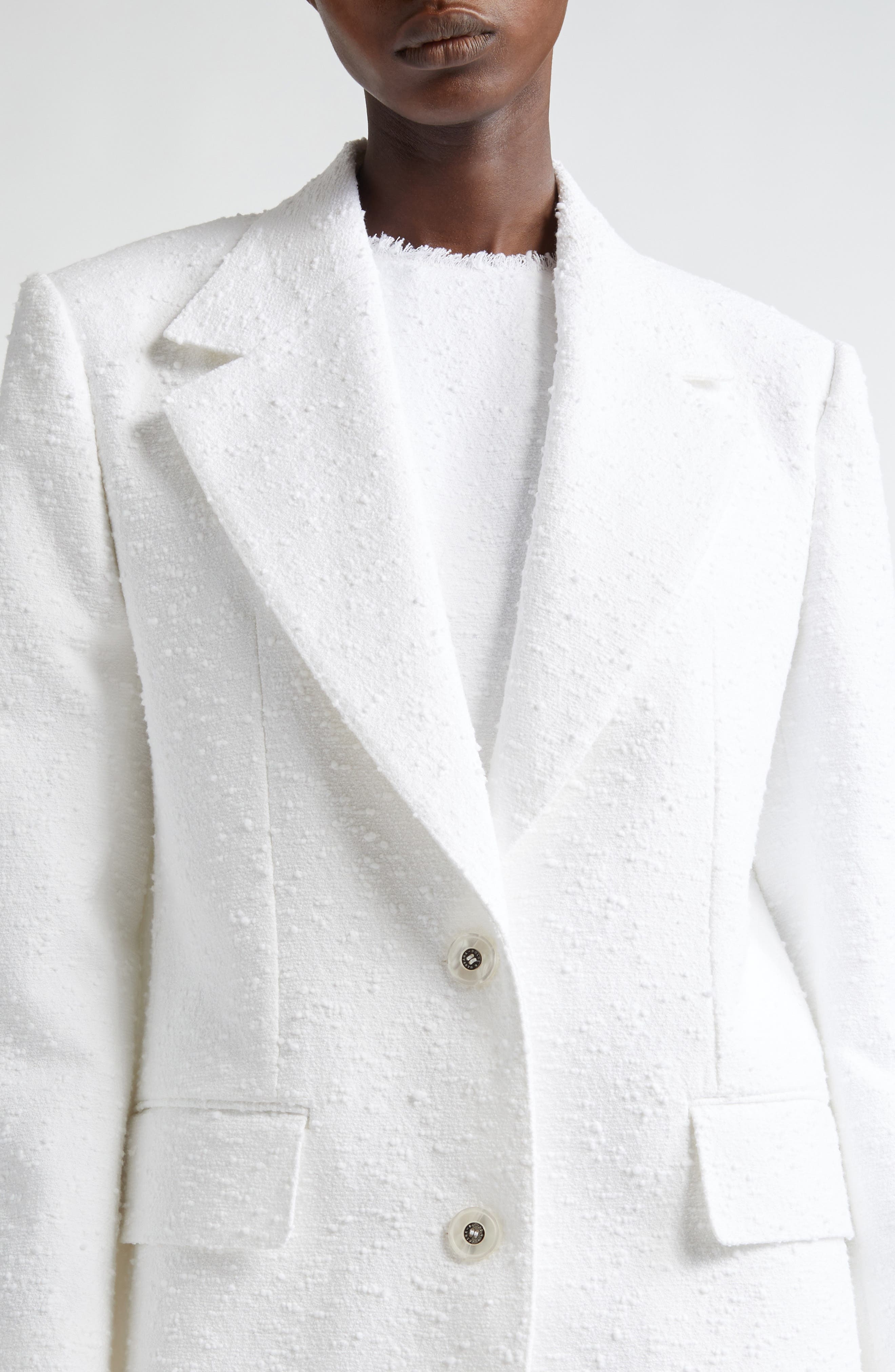 Dolce&Gabbana Single Breasted Raschel Tweed Blazer in Bianco Ottico at Nordstrom - 5